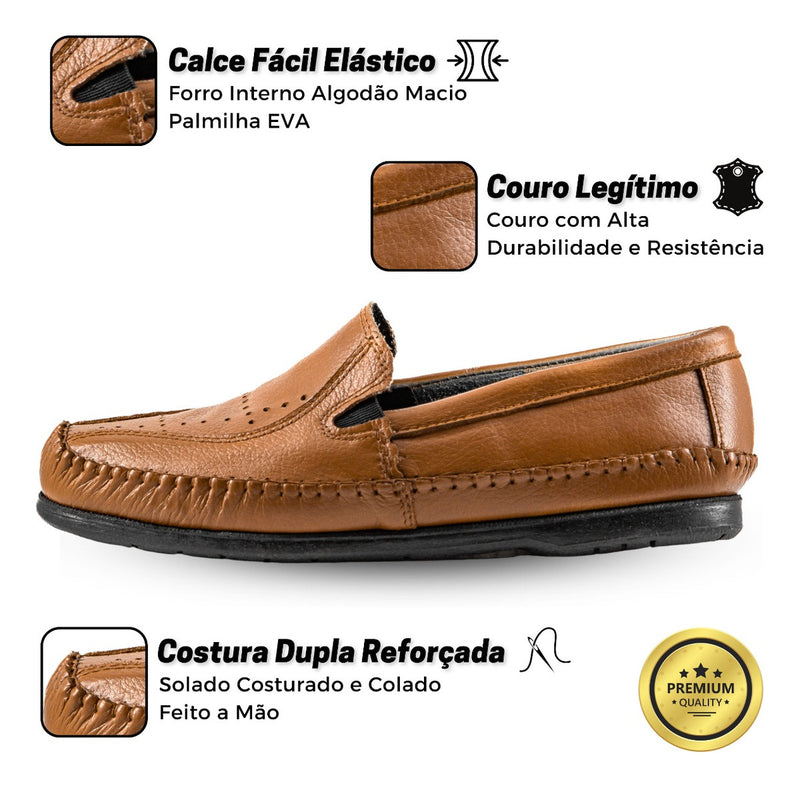 Kit 3 Mocassim Masculino Couro Legitimo Ortopédico Casual